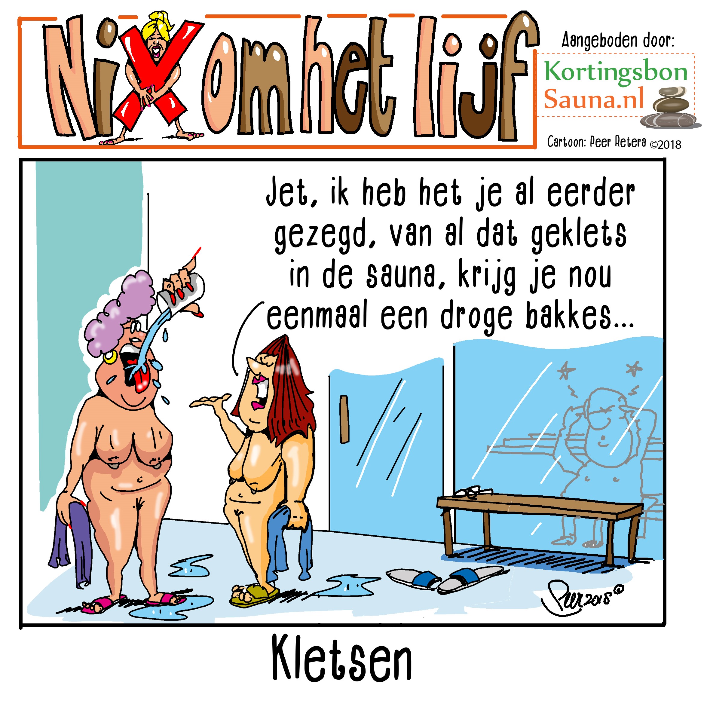 cartoon kletsen in de sauna